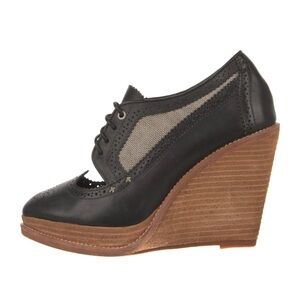 Rag & Bone Brogue Leather Oxford Wedges | Black